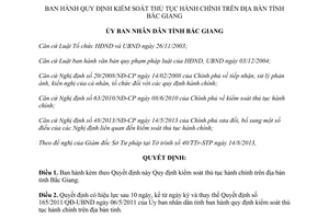 Quyết định 447/2013/QĐ-UBND kiểm soát thủ tục hành chính Bắc Giang