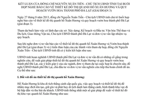 Thông báo 102/TB-UBND 2013 kết luận thiết kế đô thị quanh hồ Xuân Hương vườn hoa Đà Lạt Lâm Đồng