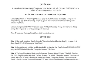 Quyết định 264/QĐ-VNNIC năm 2013 đăng ký quản lý sử dụng địa chỉ IP số hiệu mạng