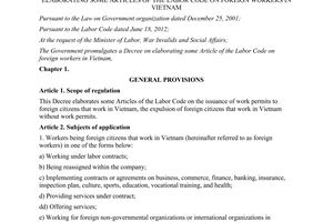 Decree No. 102/2013/NĐ-CP the labor code on foreign workers in Vietnam