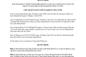 Quyết định 543/QĐ-UBCK 2013 thẩm định hồ sơ giao dịch chứng khoán trực tuyến