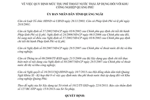 Quyết định 43/2013/QĐ-UBND mức thu phí thoát nước thải khu công nghiệp Quảng Phú Quảng Ngãi