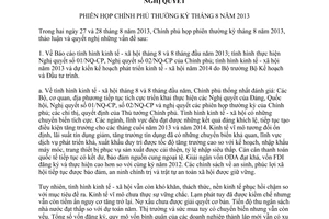 Nghị quyết 104/NQ-CP năm 2013 phiên họp Chính phủ thường kỳ tháng 8