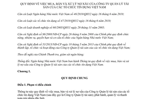 Thông tư 19/2013/TT-NHNN mua bán xử lý nợ xấu Công ty Quản lý tài sản tổ chức tín dụng