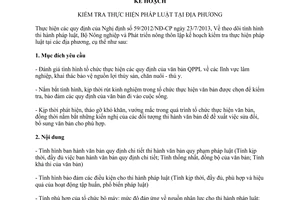 Kế hoạch 4162/KH-BNN-PC năm 2013 kiểm tra thực hiện pháp luật địa phương