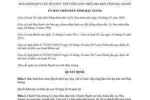 Quyết định 22/2013/QĐ-UBND Quy chế tổ chức tiếp công dân Hậu Giang