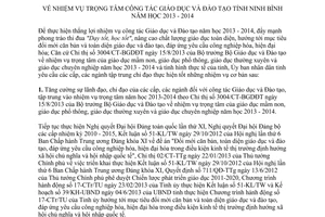 Chỉ thị 03/2013/CT-UBND năm 2013 nhiệm vụ trọng tâm giáo dục Ninh Bình 2013 2014