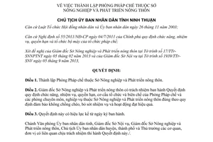Quyết định 1796/QĐ-UBND thành lập Phòng Pháp chế Sở Nông nghiệp Phát triển nông thôn Ninh Thuận