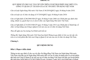 Thông tư 20/2013/TT-NHNN cho vay tái cấp vốn trái phiếu Công ty Quản lý tài sản tổ chức tín dụng