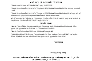 Quyết định 2500/QĐ-CT 2013 thủ tục hành chính Sở Giáo dục Vĩnh Phúc