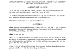 Quyết định 2261/QĐ-BTC 2013 triển khai Chiến lược kế toán kiểm toán đến 2020 tầm nhìn 2030