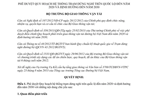 Quyết định 2753/QĐ-BGTVT năm 2013 Quy hoạch hệ thống trạm dừng nghỉ quốc lộ 2020 2030