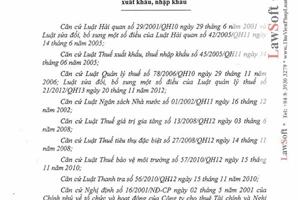 Thông tư 128/2013/TT-BTC thủ tục hải quan thuế xuất, nhập khẩu và quản lý thuế hàng hoá xuất nhập khẩu