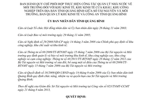Quyết định 2195/QĐ-UBND quản lý nhà nước môi trường khu kinh tế cửa khẩu khu công nghiệp Quảng Bình