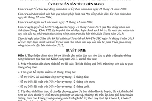 Quyết định 20/2013/QĐ-UBND hỗ trợ lãi suất vay vốn đầu tư phát triển giao thông nông thôn Kiên Giang