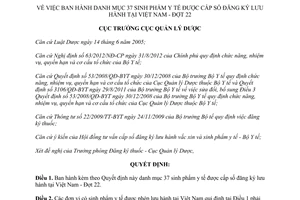 Quyết định 247/QĐ-QLD năm 2013 danh mục 37 sinh phẩm y tế lưu hành Việt Nam