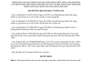 Quyết định 3702/QĐ-BGDĐT 2013 giáo dục phổ thông môn tiếng Anh thí điểm cấp Trung học phổ thông