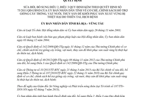 Quyết định 34/2013/QĐ-UBND sửa đổi Quyết định 75/2011/QĐ-UBND tỉnh Bà Rịa Vũng Tàu