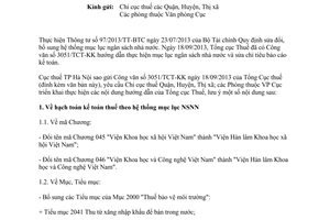 Công văn 38821/CT-KK&KTT năm 2013 thực hiện Công văn 3051/TCT-KK