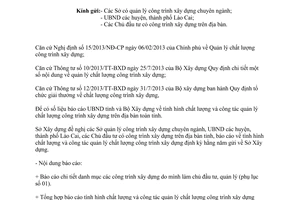 Công văn 1121/SXD-QLCL 2013 hướng dẫn báo cáo tình hình quản lý chất lượng công trình xây dựng Lào Cai