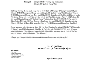 Công văn 8773/BCT-CNNg năm 201 đính chính công văn 8749/BCT-CNNg