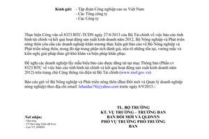 Công văn 4012/BNN-ĐMDN năm 2013 báo cáo tình hình tài chính 2012