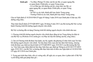 Công văn 3150/BNV-ĐT năm 2013 hướng dẫn Chương trình bồi dưỡng ngạch chuyên viên chính