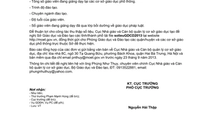 Công văn 783/NGCBQLGD-CSĐTBD năm 2013 thực trạng đội ngũ giáo viên Giáo dục Công dân phổ thông