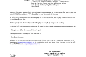 Công văn 4234/BNN-HTQT năm 2013 báo cáo tình hình hợp tác tư pháp 2013