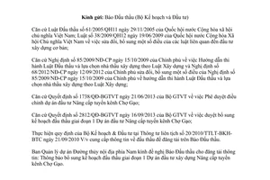 Công văn 797/ĐTNĐPN-KH 2013 cung cấp thông tin Báo Đấu thầu giai đoạn 1 Dự án kênh Chợ Gạo