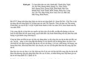 Công văn 9731/BGTVT-CQLXD 2013 cung cấp vật liệu xây dựng dự án mở rộng QL1 QL14