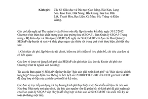 Công văn 401/BGDĐT-SEQAP năm 2013 kiến nghị kiểm toán tài chính đảm bảo chất lượng giáo dục