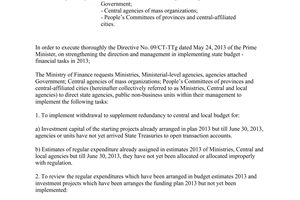Official Dispatch No. 12067/BTC-HCSN on controlling expenditure of state budget in 2013