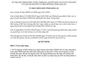 Quyết định 46/2013/QĐ-UBND chức năng nhiệm vụ quyền hạn tổ chức Sở Tài nguyên Long An