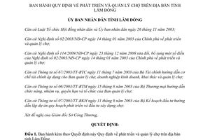 Quyết định 43/2013/QĐ-UBND phát triển quản lý chợ Lâm Đồng