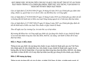 Thông tư 21/2013/TT-BKHCN an toàn hạt nhân khi lựa chọn địa điểm thiết kế xây dựng vận hành tổ máy điện hạt nhân