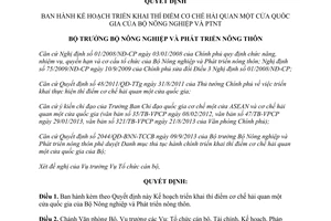 Quyết định 2074/BNN-TCCB 2013 triển khai thí điểm cơ chế hải quan một cửa Bộ Nông nghiệp