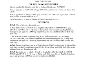 Quyết định 1905/QĐ-UBND năm 2013 thủ tục hành chính Tư pháp Ủy ban cấp huyện Đắk Lắk