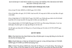 Quyết định 2822/QĐ-UBND năm 2013 phát ngôn cung cấp thông tin báo chí Quảng Nam
