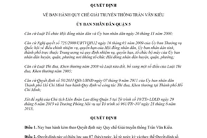 Quyết định 02/2013/QĐ-UBND Quy chế Giải truyền thống Trần Văn Kiểu TPHCM