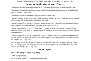 Quyết định 37/2013/QĐ-UBND mức chi bảo đảm công tác cải cách hành chính nhà nước Bà Rịa Vũng Tàu