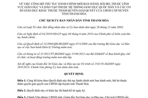 Quyết định 3214/QĐ-UBND 2013 thủ tục hành chính giáo dục Ủy ban nhân dân cấp huyện Thanh Hóa