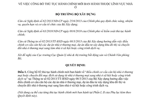 Quyết định 859/QĐ-BXD năm 2013 công bố thủ tục hành chính nhà ở