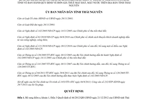 Quyết định 16/2013/QĐ-UBND đơn giá thuê mặt đất mặt nước Thái Nguyên