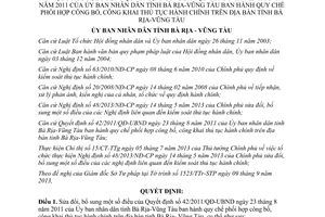 Quyết định 38/2013/QĐ-UBND sửa đổi 42/2011/QĐ-UBND công khai thủ tục hành chính Bà Rịa Vũng Tàu