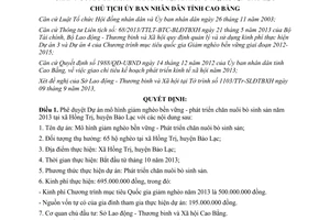 Quyết định 1439/QĐ-UBND 2013 mô hình giảm nghèo bền vững phát triển chăn nuôi bò Cao Bằng