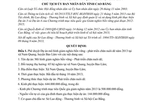 Quyết định 1438/QĐ-UBND 2013 mô hình giảm nghèo bền vững phát triển chăn nuôi dê Cao Bằng