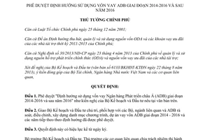 Quyết định 1598/QĐ-TTg 2013 định hướng sử dụng vốn vay Ngân hàng Phát triển châu Á 2014 2016