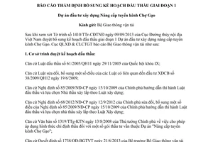 Báo cáo 748/CQLXD-PCĐT năm 2013 đấu thầu giai đoạn 1 Dự án nâng cấp tuyến kênh Chợ Gạo