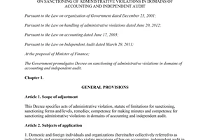 Decree No. 105/2013/ND-CP administrative violations in domains of accounting and independent audit
